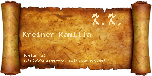 Kreiner Kamilla névjegykártya